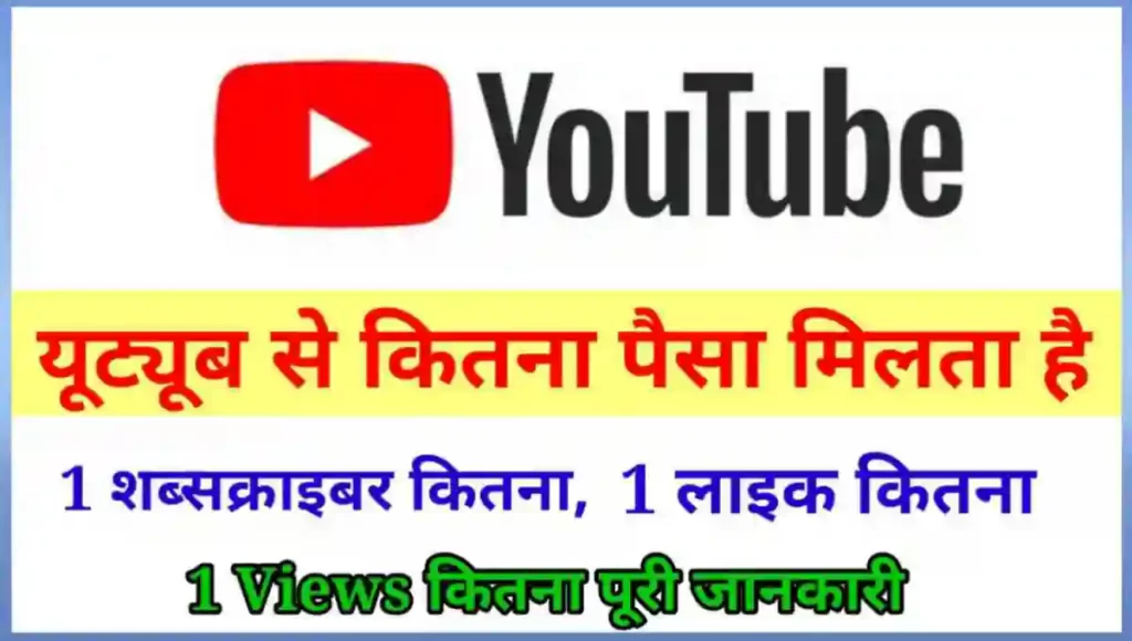 यूट्यूब से 1000 व्यूज पर कितने पैसे मिलते है